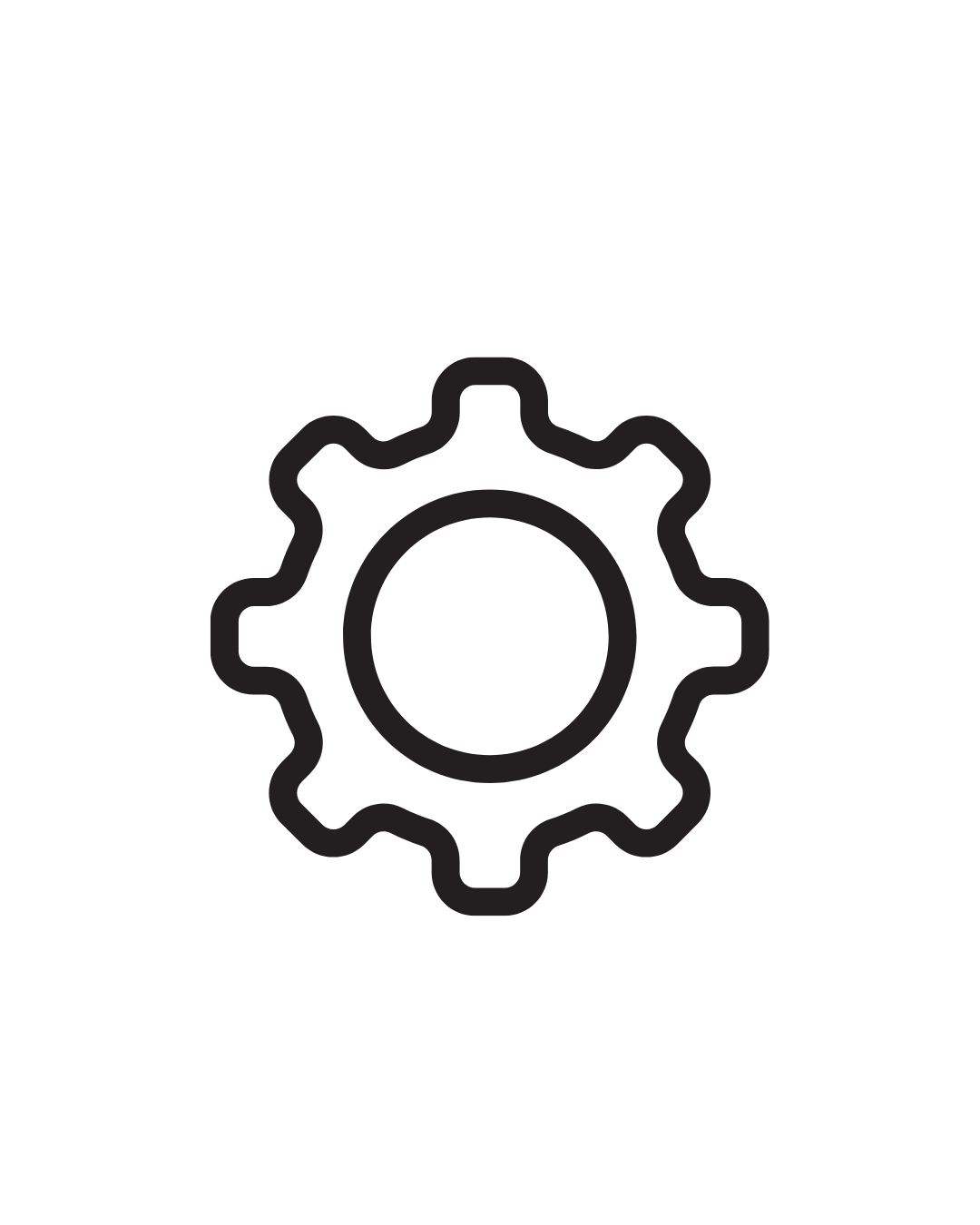 Simple gear icon representing repair, settings, or mechanical service.