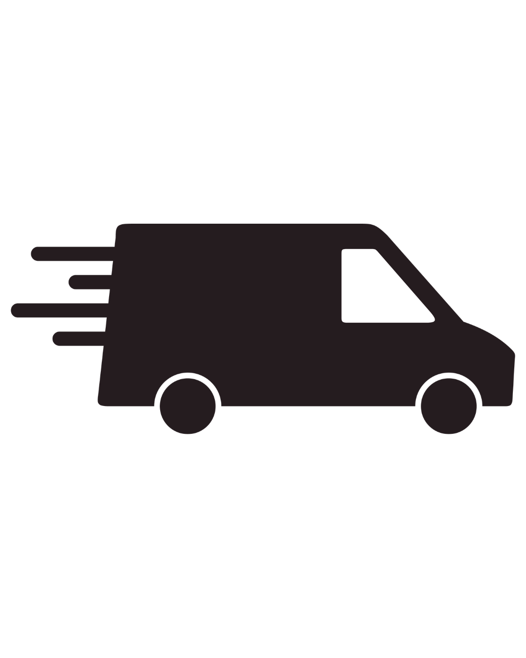 Fast-moving van icon representing doorstep pickup and drop service