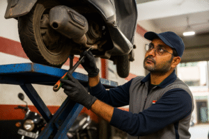 Mechanic repairing scooter – Contact Smart Serve Auto Garage Scooter and Bike Doorstep Pickup