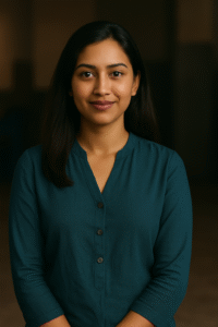 Sneha Patel, Customer Relationship Manager at Smart Serve Auto Garage, smiling confidently in a professional setting.